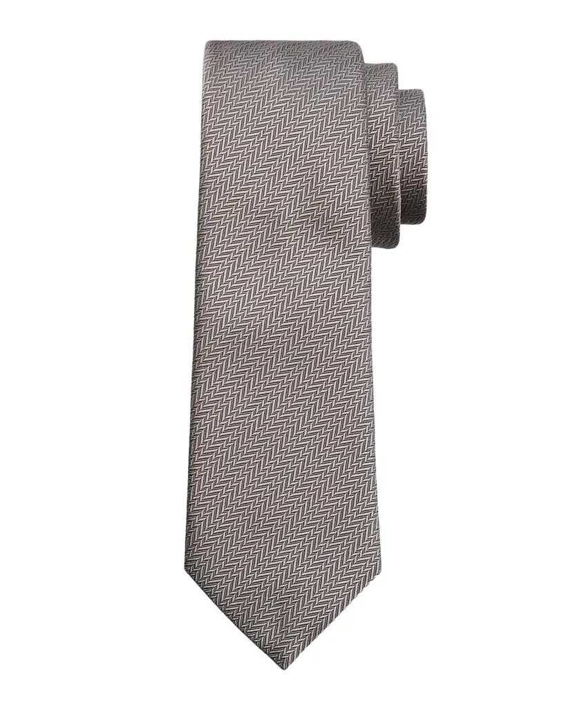 Emporio Armani Men's Chevron Jacquard Silk Tie | Image 1 Emporio Armani Men's Chevron Jacquard Silk Tie | Image 1