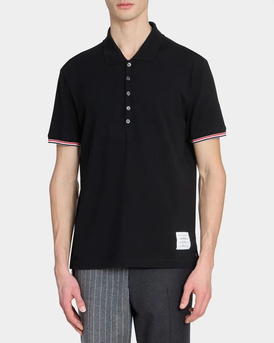 Thom Browne Men's RWB Tipping Wool Jersey Polo Shirt | Thumbnail 4 Thom Browne Men's RWB Tipping Wool Jersey Polo Shirt | Thumbnail 4