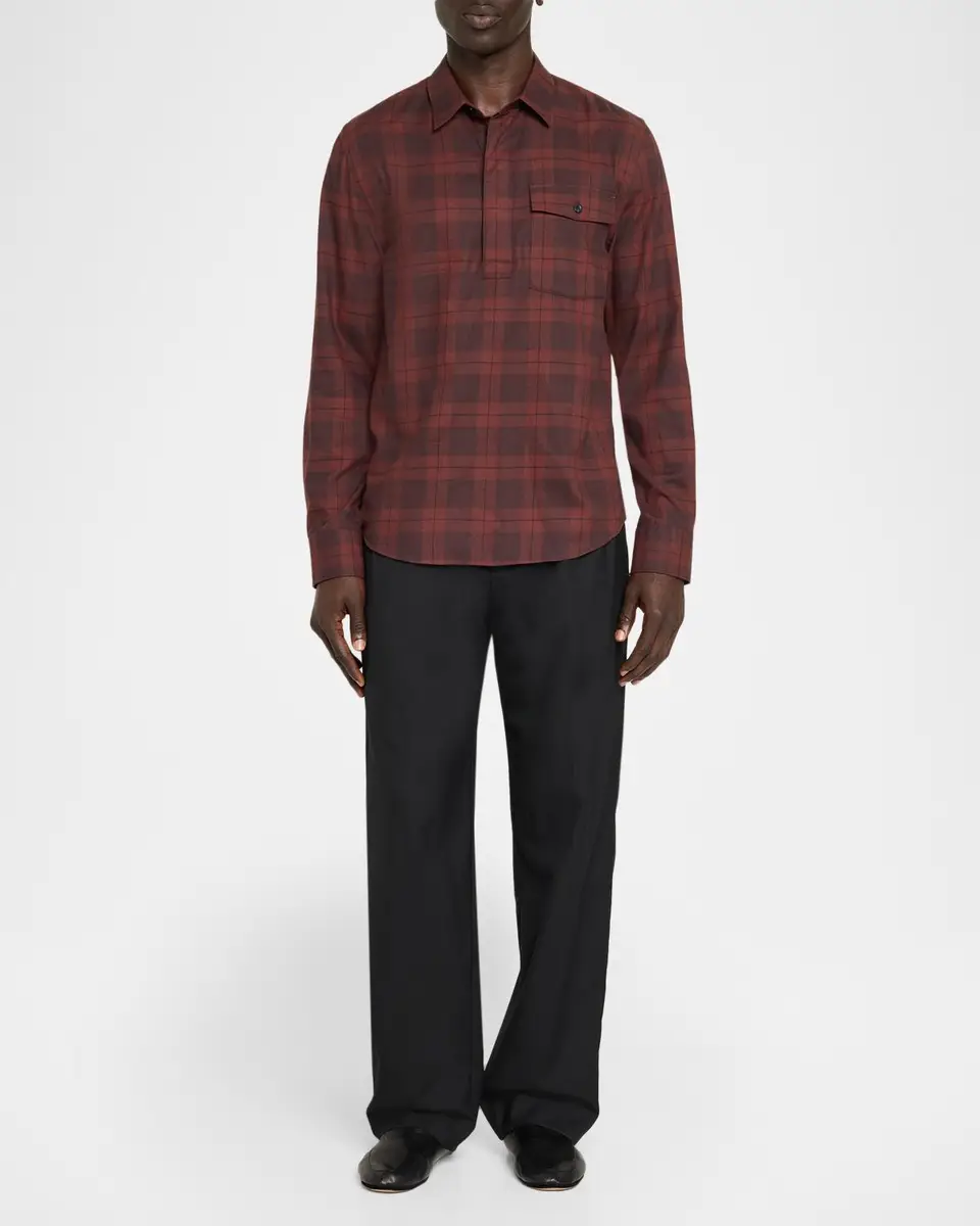 Vince Men's Hamilton Plaid Long-Sleeve Polo Shirt | Thumbnail 2 Vince Men's Hamilton Plaid Long-Sleeve Polo Shirt | Thumbnail 2