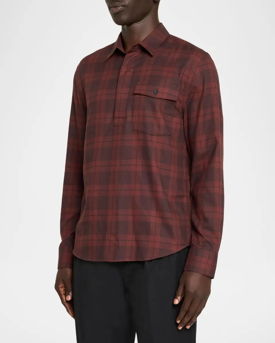 Vince Men's Hamilton Plaid Long-Sleeve Polo Shirt | Thumbnail 4 Vince Men's Hamilton Plaid Long-Sleeve Polo Shirt | Thumbnail 4