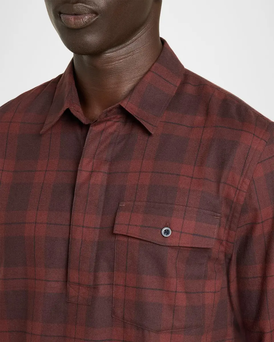 Vince Men's Hamilton Plaid Long-Sleeve Polo Shirt | Thumbnail 5 Vince Men's Hamilton Plaid Long-Sleeve Polo Shirt | Thumbnail 5