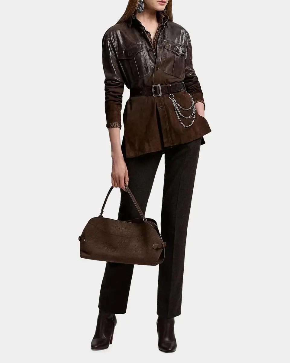 Ralph Lauren Collection Andrey Wool Herringbone Tapered-Leg Ankle Pants | Thumbnail 2