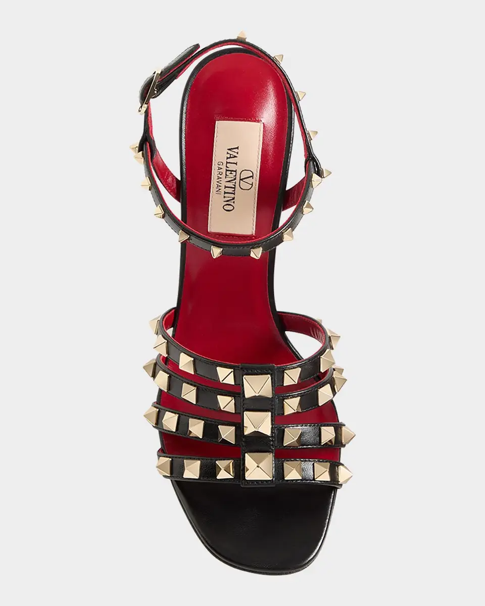 Valentino Garavani 100mm Rockstud Leather Ankle-Strap Sandals | Thumbnail 4 Valentino Garavani 100mm Rockstud Leather Ankle-Strap Sandals | Thumbnail 4