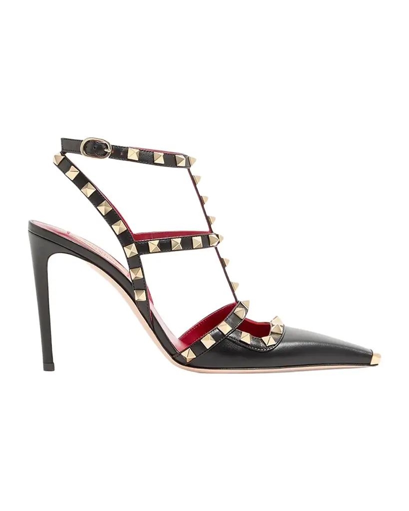 Valentino Garavani Rockstud 100mm Studded Leather Strappy Pumps | Image 1 Valentino Garavani Rockstud 100mm Studded Leather Strappy Pumps | Image 1