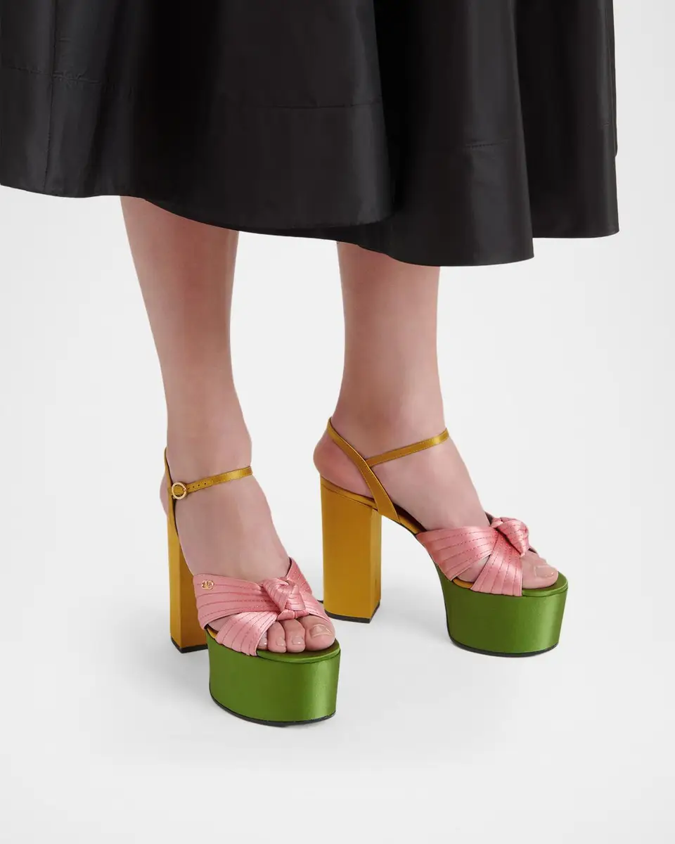 Valentino Garavani 125mm Crasher Platform Sandals in Satin | Thumbnail 2 Valentino Garavani 125mm Crasher Platform Sandals in Satin | Thumbnail 2