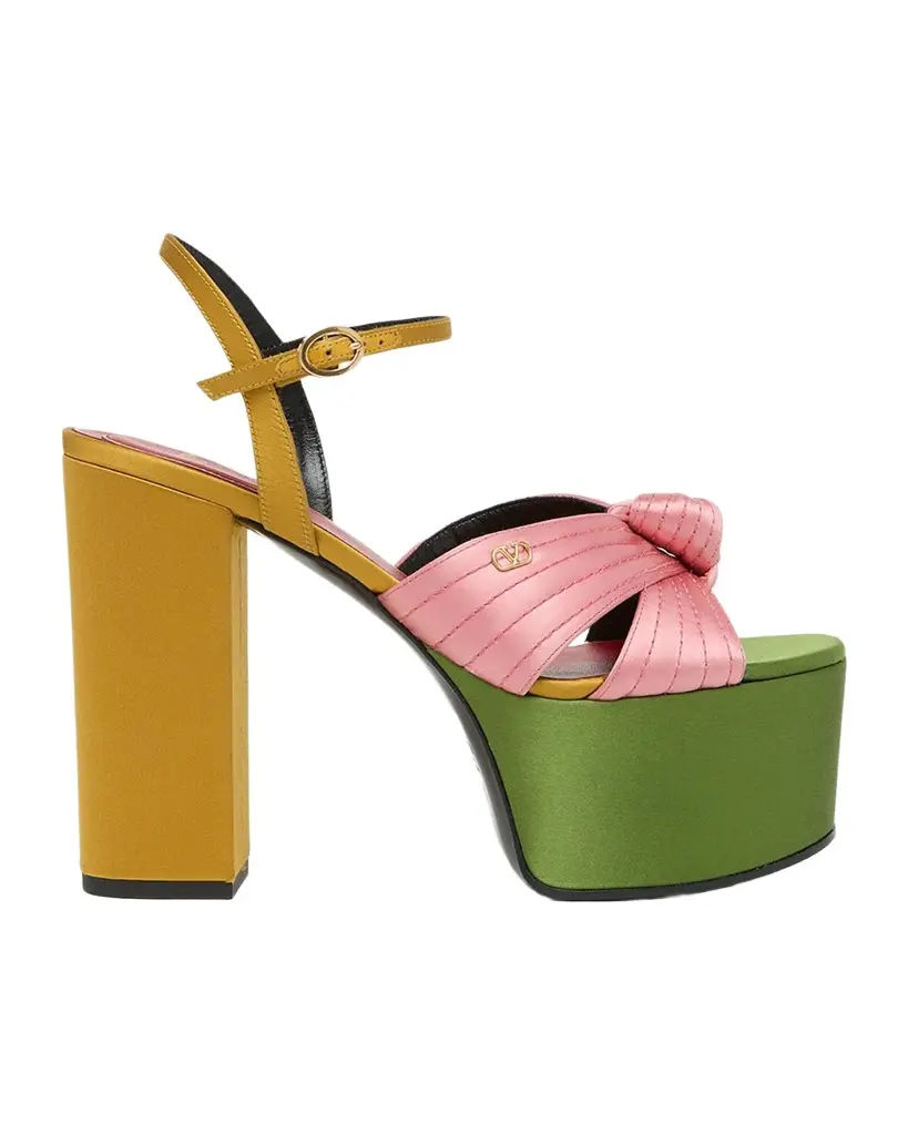 Valentino Garavani 125mm Crasher Platform Sandals in Satin | Image 1 Valentino Garavani 125mm Crasher Platform Sandals in Satin | Image 1
