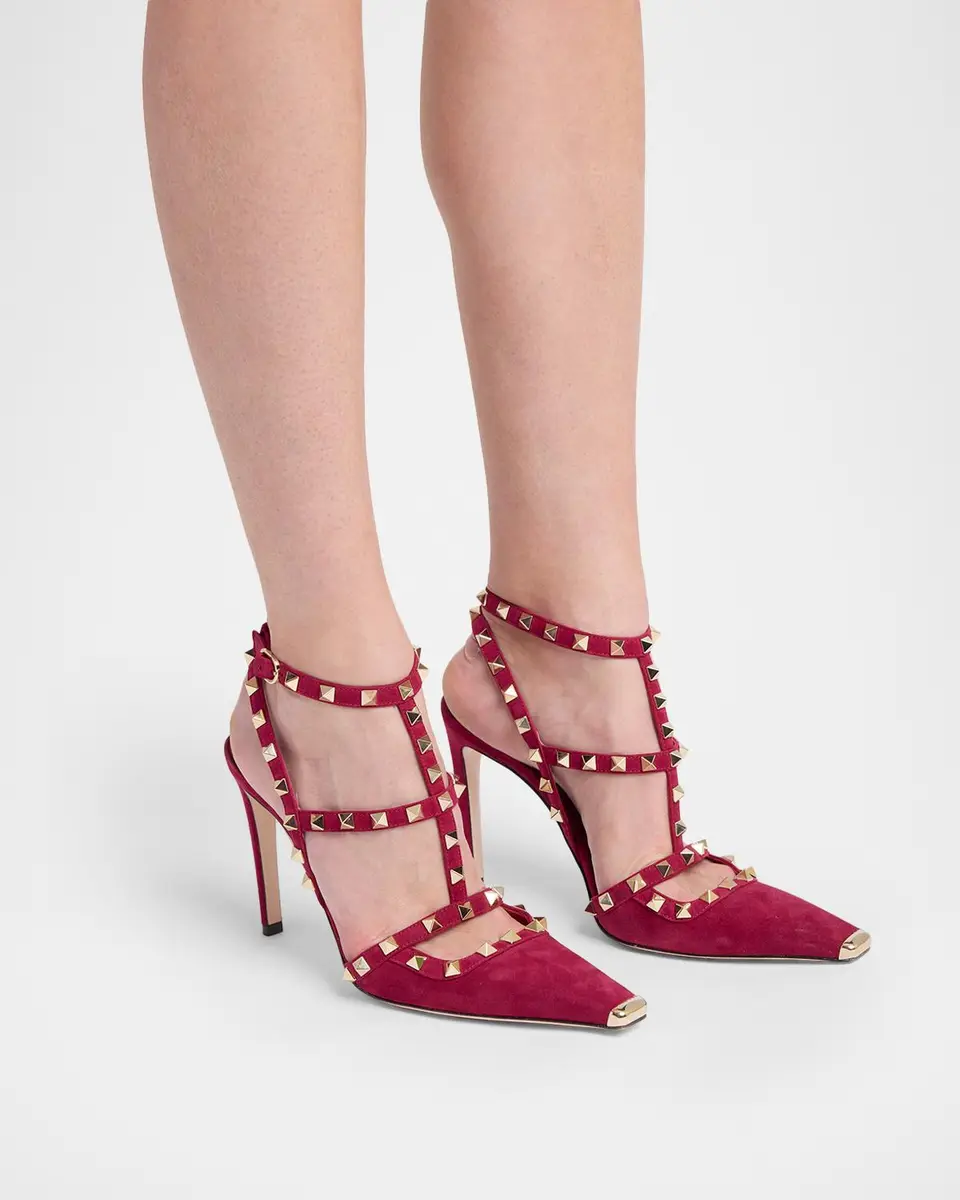 Valentino Garavani Rockstud 100mm Studded Suede Strappy Pumps | Thumbnail 2 Valentino Garavani Rockstud 100mm Studded Suede Strappy Pumps | Thumbnail 2