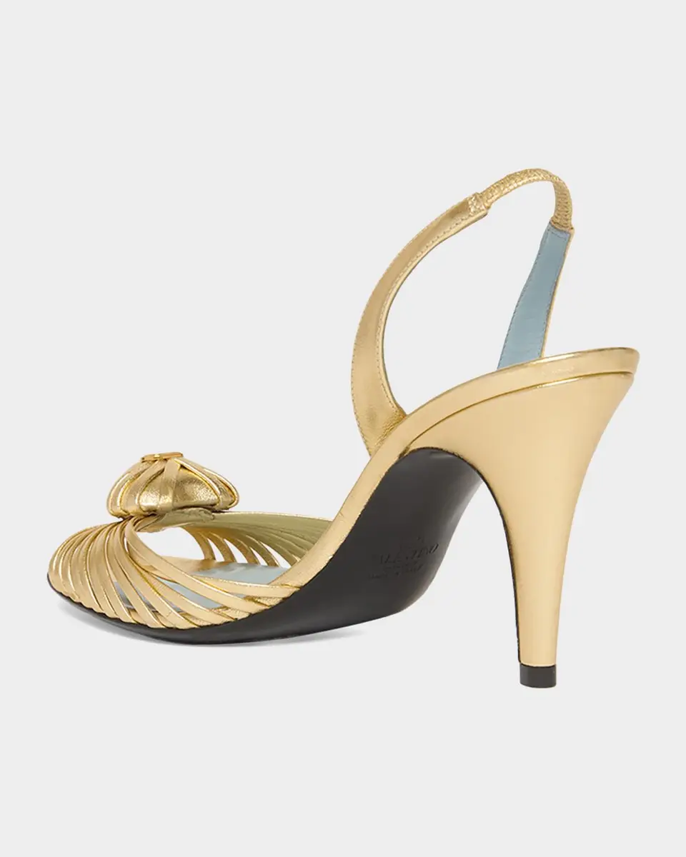 Valentino Garavani Coeur Royal 85mm Laminated Nappa Leather Slingback Sandals | Thumbnail 4