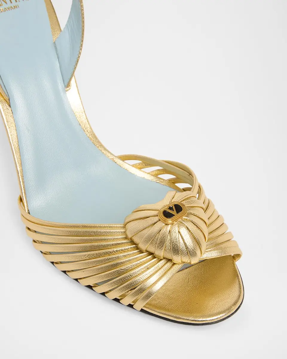 Valentino Garavani Coeur Royal 85mm Laminated Nappa Leather Slingback Sandals | Thumbnail 5
