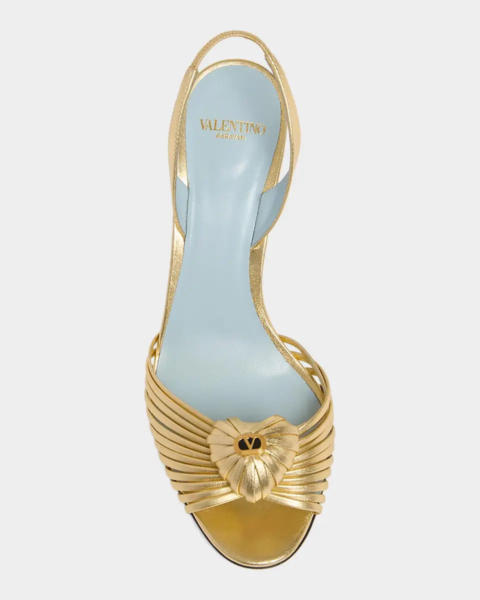Valentino Garavani Coeur Royal 85mm Laminated Nappa Leather Slingback Sandals | Thumbnail 6