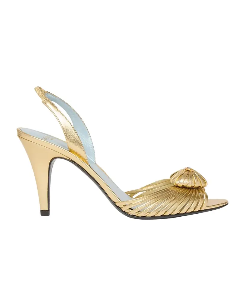 Valentino Garavani Coeur Royal 8mm Laminated Nappa Leather Slingback Sandals | Image 1 Valentino Garavani Coeur Royal 8mm Laminated Nappa Leather Slingback Sandals | Image 1