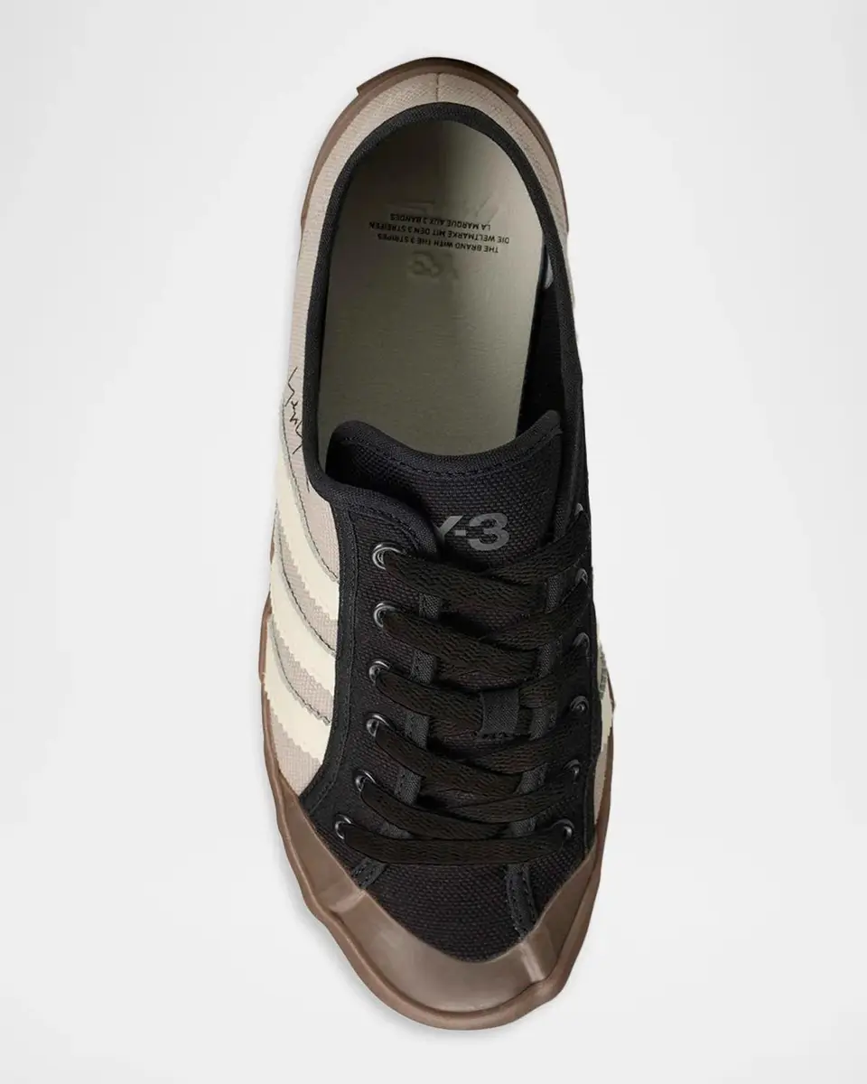 Y-3 Men's Adria Textile and Leather Low-Top Sneakers | Thumbnail 3