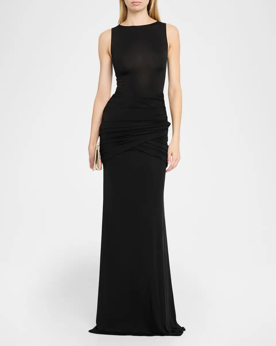 Lapointe Sleeveless Draped Jersey Trumpet Gown | Thumbnail 2
