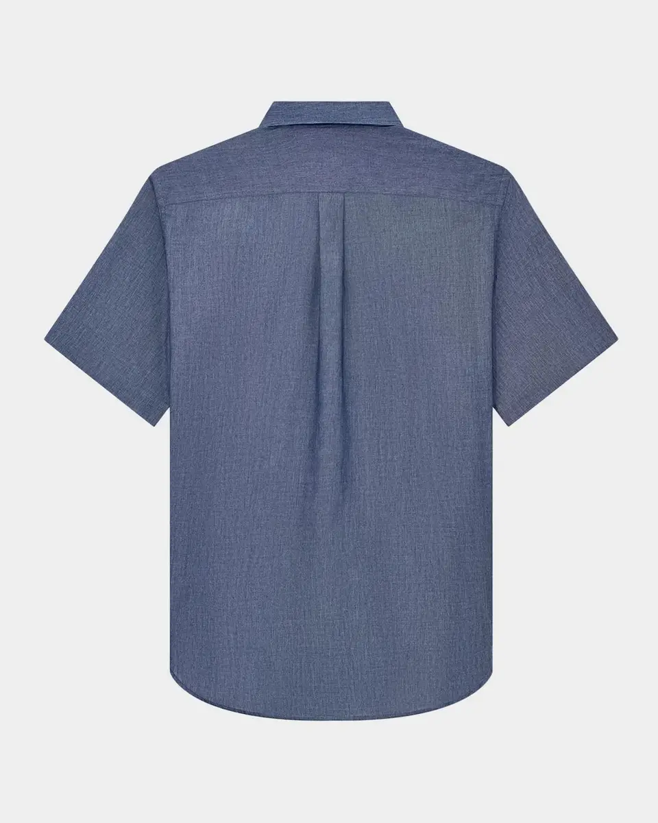 Emporio Armani Men's Chambray Self-Fabric Logo Short-Sleeve Shirt | Thumbnail 7 Emporio Armani Men's Chambray Self-Fabric Logo Short-Sleeve Shirt | Thumbnail 7