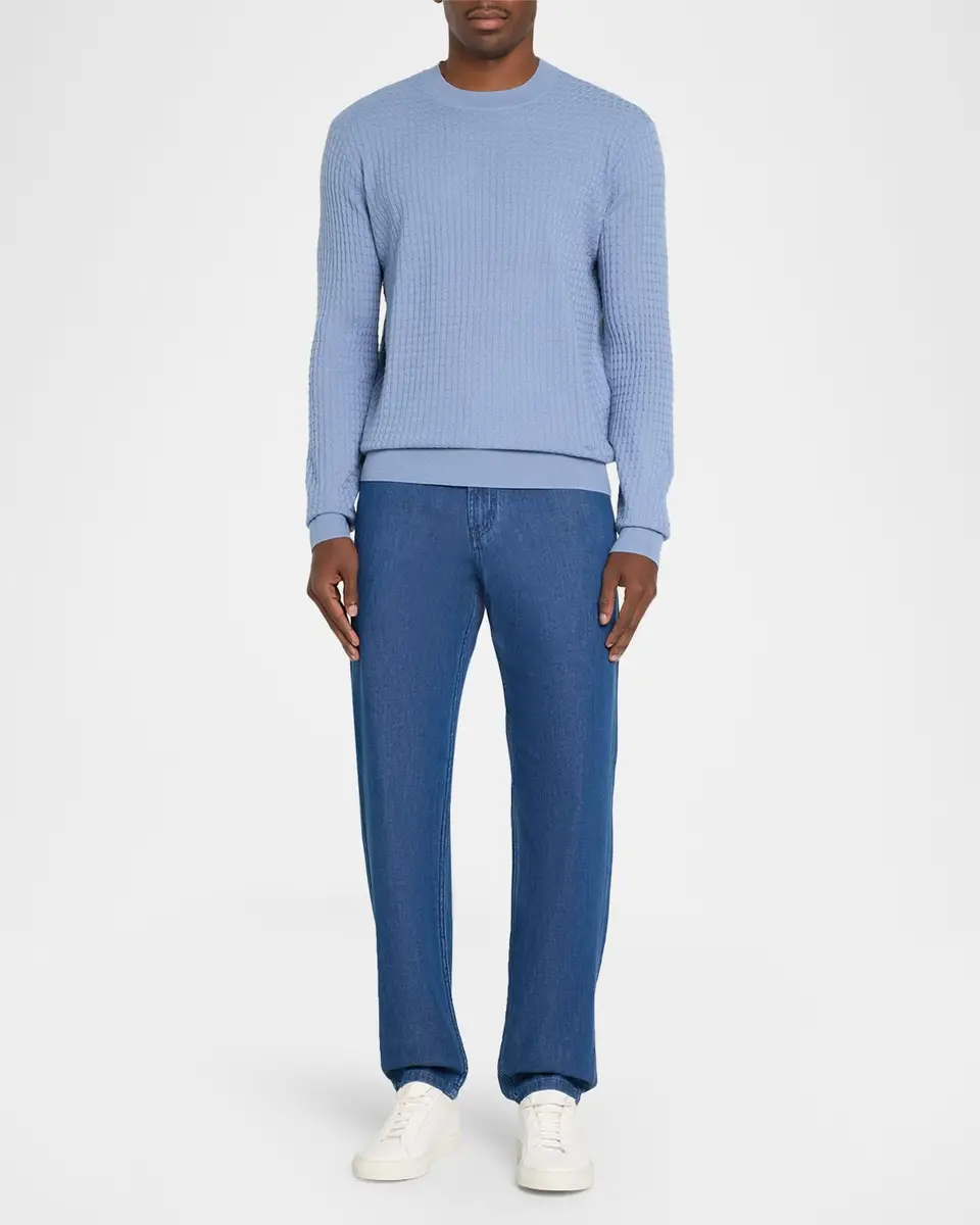 Emporio Armani Men's Wool Geometric Jacquard Crewneck Sweater | Thumbnail 2 Emporio Armani Men's Wool Geometric Jacquard Crewneck Sweater | Thumbnail 2