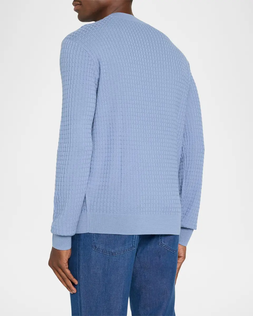 Emporio Armani Men's Wool Geometric Jacquard Crewneck Sweater | Thumbnail 3 Emporio Armani Men's Wool Geometric Jacquard Crewneck Sweater | Thumbnail 3