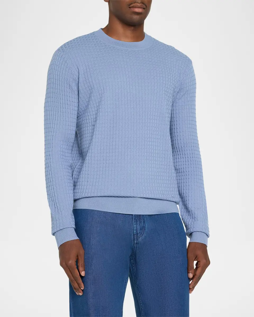 Emporio Armani Men's Wool Geometric Jacquard Crewneck Sweater | Thumbnail 4 Emporio Armani Men's Wool Geometric Jacquard Crewneck Sweater | Thumbnail 4