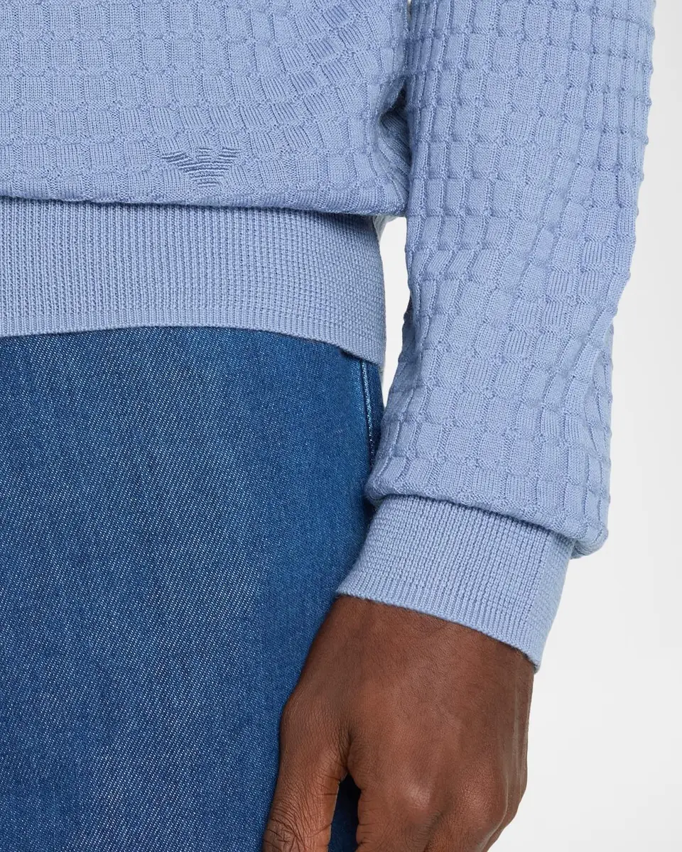 Emporio Armani Men's Wool Geometric Jacquard Crewneck Sweater | Thumbnail 5 Emporio Armani Men's Wool Geometric Jacquard Crewneck Sweater | Thumbnail 5