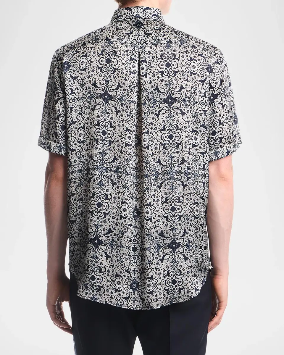 Emporio Armani Men's Floral Abstract Short-Sleeve Shirt | Thumbnail 3 Emporio Armani Men's Floral Abstract Short-Sleeve Shirt | Thumbnail 3