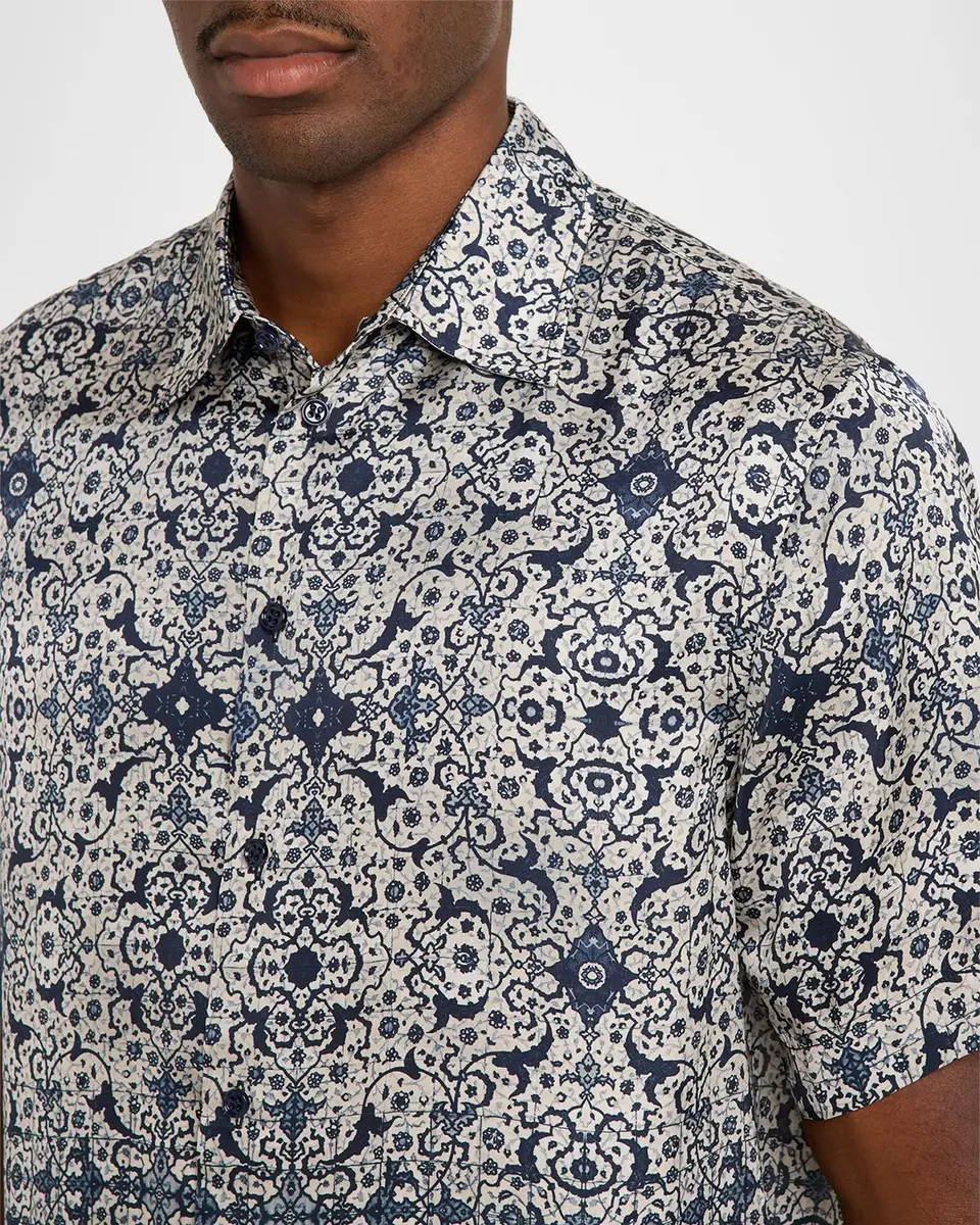Emporio Armani Men's Floral Abstract Short-Sleeve Shirt | Thumbnail 5 Emporio Armani Men's Floral Abstract Short-Sleeve Shirt | Thumbnail 5