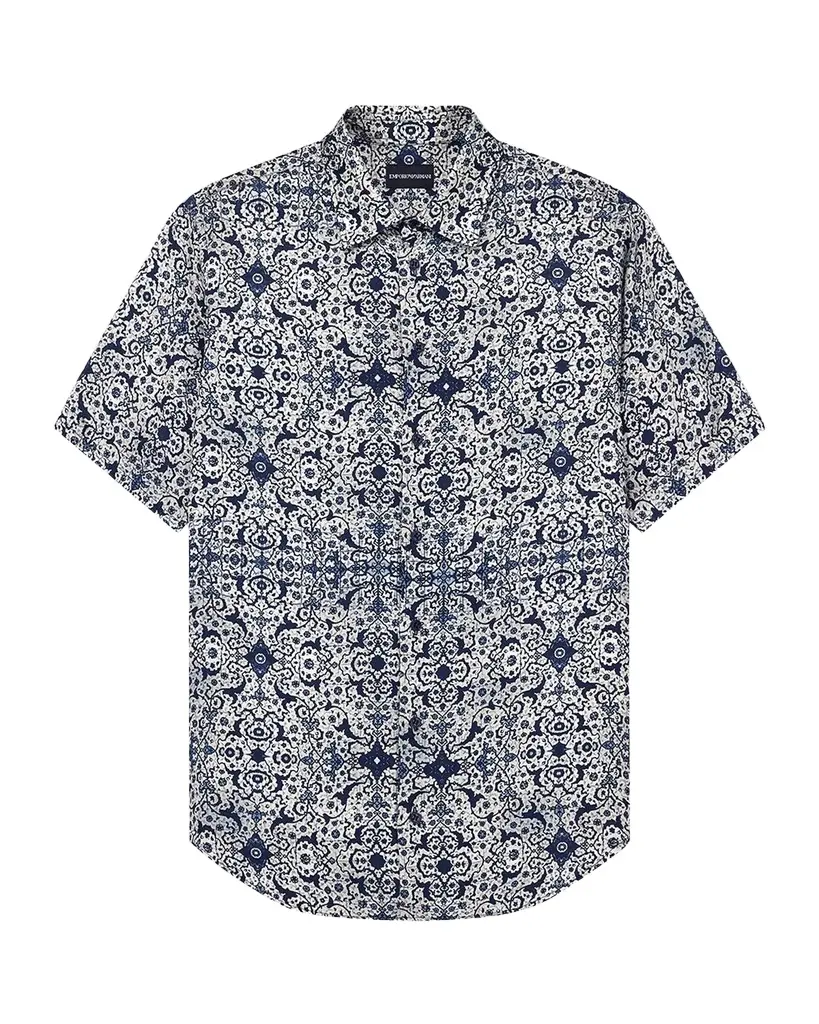 Emporio Armani Men's Floral Abstract Short-Sleeve Shirt | Image 1 Emporio Armani Men's Floral Abstract Short-Sleeve Shirt | Image 1