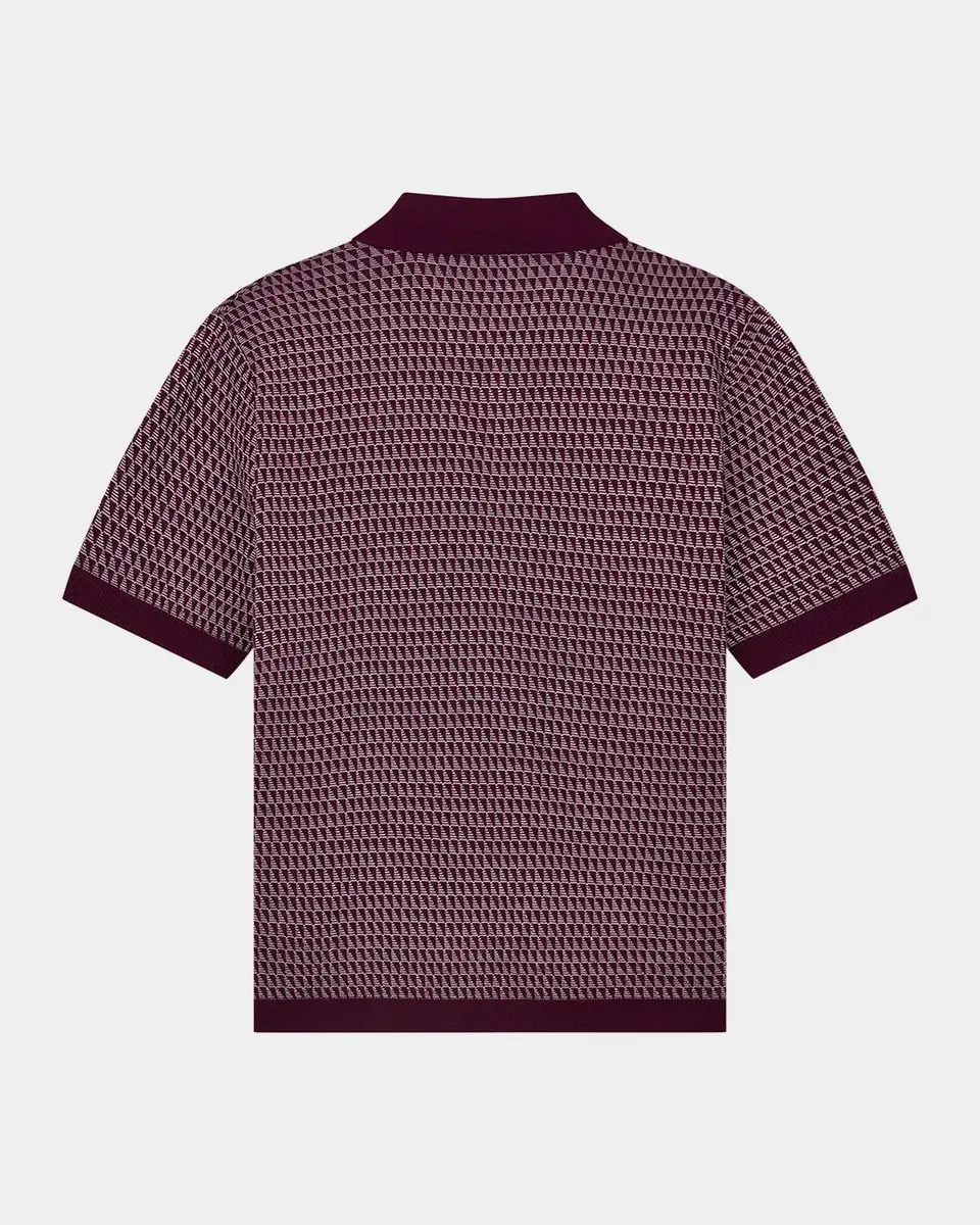 Emporio Armani Men's Geometric Wool Knit Johnny-Collar Polo Shirt | Thumbnail 7 Emporio Armani Men's Geometric Wool Knit Johnny-Collar Polo Shirt | Thumbnail 7