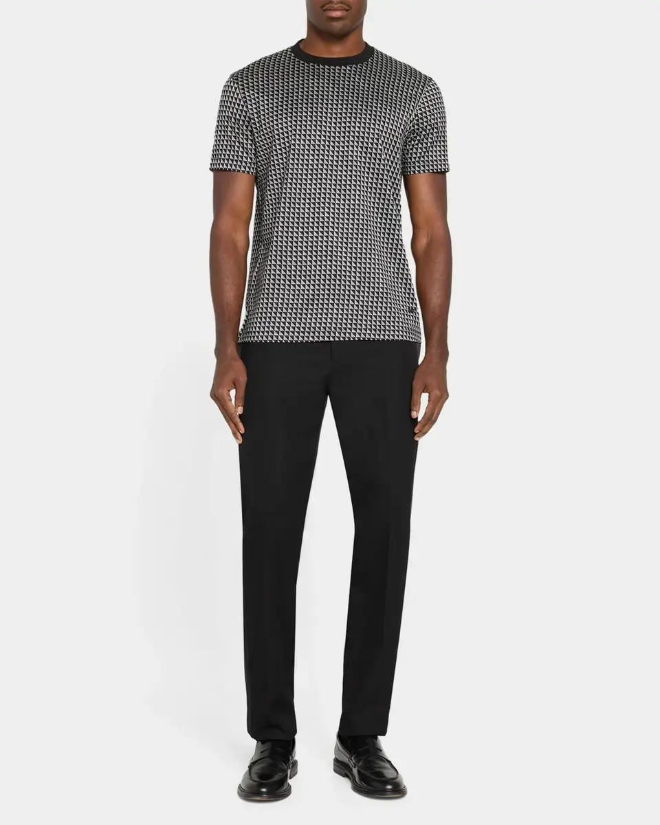 Emporio Armani Men's Geometric Jacquard Crewneck T-Shirt | Thumbnail 2 Emporio Armani Men's Geometric Jacquard Crewneck T-Shirt | Thumbnail 2