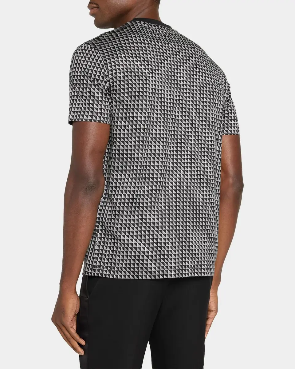 Emporio Armani Men's Geometric Jacquard Crewneck T-Shirt | Thumbnail 3 Emporio Armani Men's Geometric Jacquard Crewneck T-Shirt | Thumbnail 3