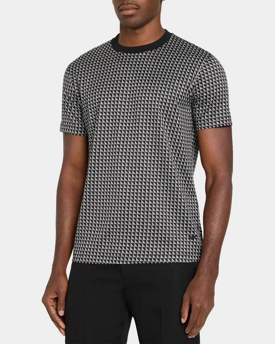 Emporio Armani Men's Geometric Jacquard Crewneck T-Shirt | Thumbnail 4 Emporio Armani Men's Geometric Jacquard Crewneck T-Shirt | Thumbnail 4