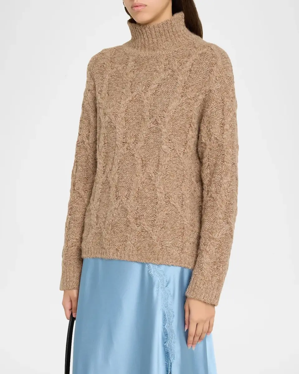 TANYA TAYLOR Opaline Cable-Knit Turtleneck Sweater | Thumbnail 4