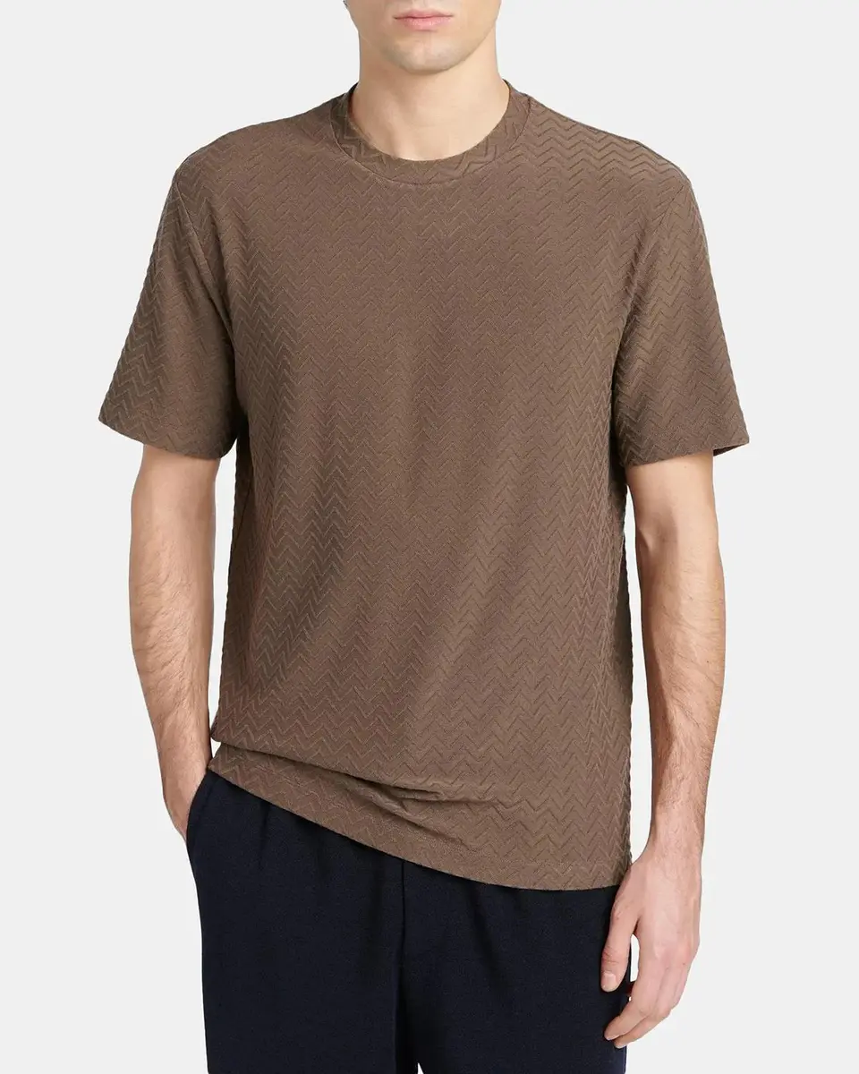 Giorgio Armani Men's Wool Textured Chevron Crewneck T-Shirt | Thumbnail 4 Giorgio Armani Men's Wool Textured Chevron Crewneck T-Shirt | Thumbnail 4
