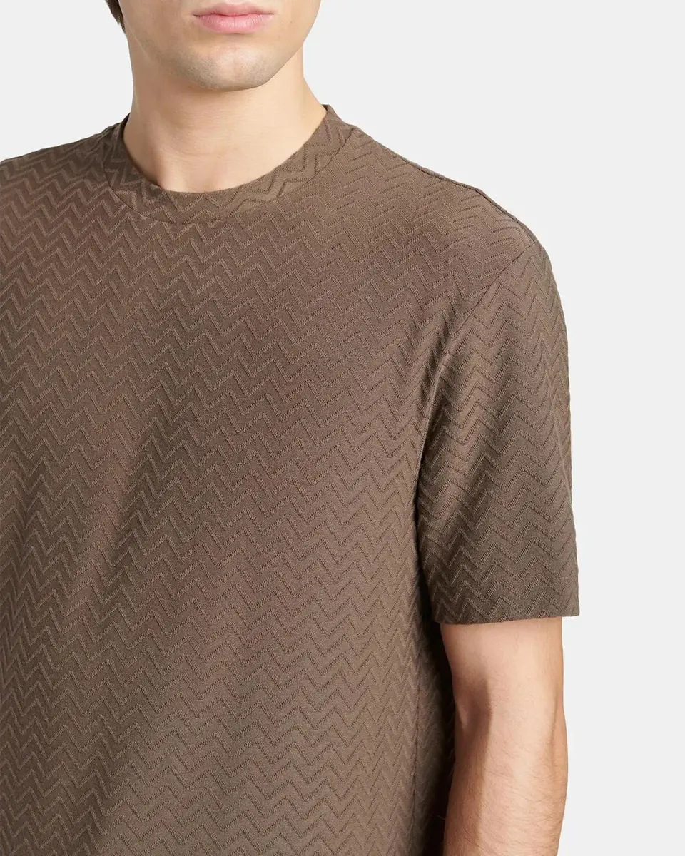Giorgio Armani Men's Wool Textured Chevron Crewneck T-Shirt | Thumbnail 5 Giorgio Armani Men's Wool Textured Chevron Crewneck T-Shirt | Thumbnail 5