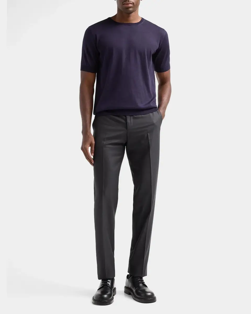 Giorgio Armani Men's Silk and Cotton Crewneck T-Shirt | Thumbnail 2 Giorgio Armani Men's Silk and Cotton Crewneck T-Shirt | Thumbnail 2