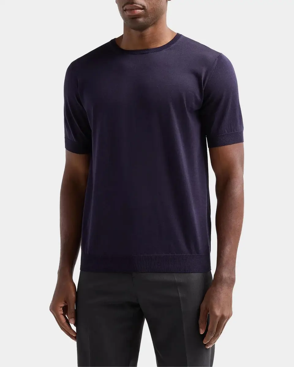 Giorgio Armani Men's Silk and Cotton Crewneck T-Shirt | Thumbnail 4 Giorgio Armani Men's Silk and Cotton Crewneck T-Shirt | Thumbnail 4