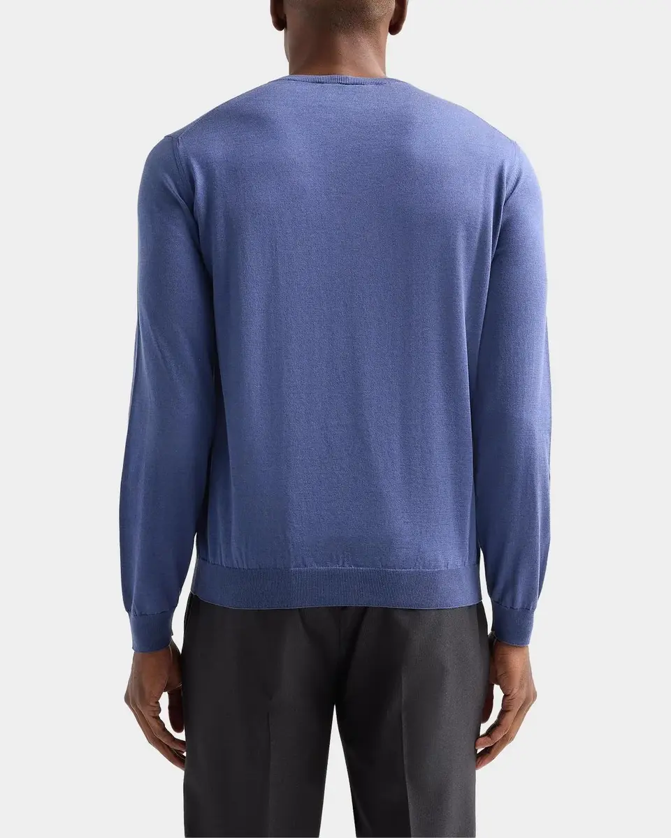 Giorgio Armani Men's Silk and Cotton Jersey Crewneck Sweater | Thumbnail 3