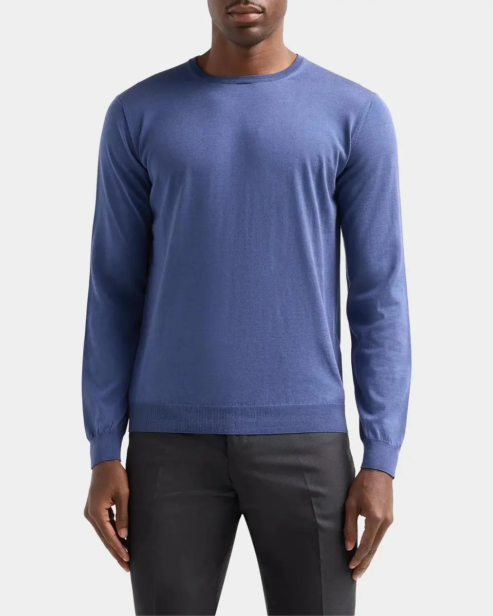 Giorgio Armani Men's Silk and Cotton Jersey Crewneck Sweater | Thumbnail 4