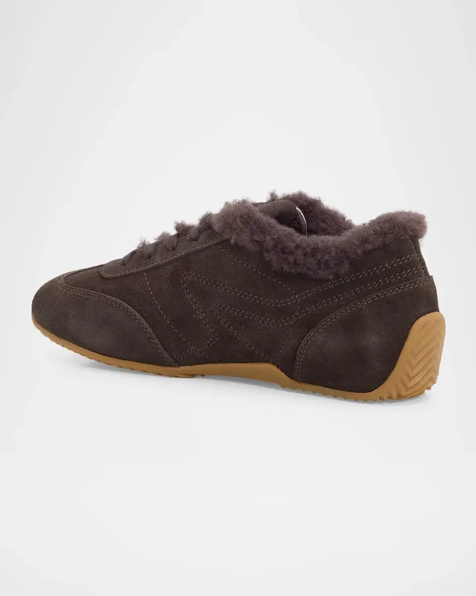 rag & bone Retro Runner Suede Shearling-Lined Low-Top Sneakers | Thumbnail 2