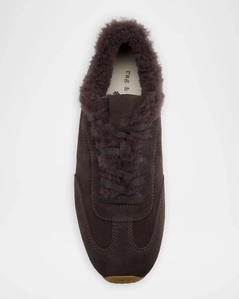 rag & bone Retro Runner Suede Shearling-Lined Low-Top Sneakers | Thumbnail 4
