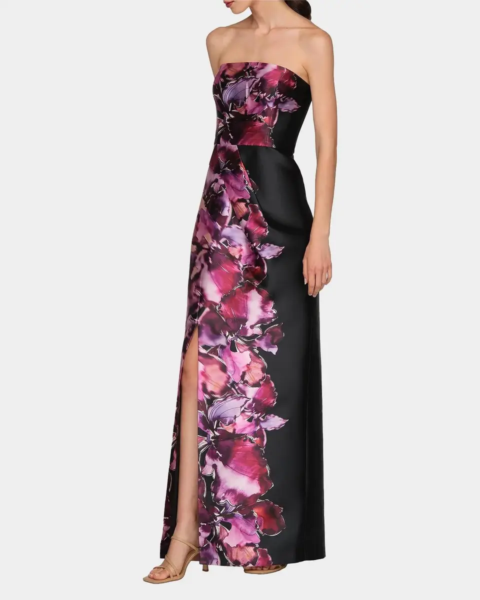 Kay Unger New York Alana Floral Mikado Column Gown | Thumbnail 2 Kay Unger New York Alana Floral Mikado Column Gown | Thumbnail 2