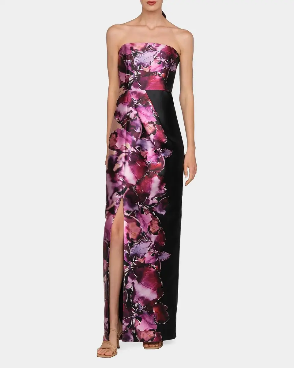 Kay Unger New York Alana Floral Mikado Column Gown | Thumbnail 4 Kay Unger New York Alana Floral Mikado Column Gown | Thumbnail 4