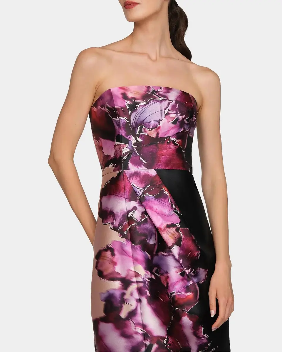 Kay Unger New York Alana Floral Mikado Column Gown | Thumbnail 5 Kay Unger New York Alana Floral Mikado Column Gown | Thumbnail 5