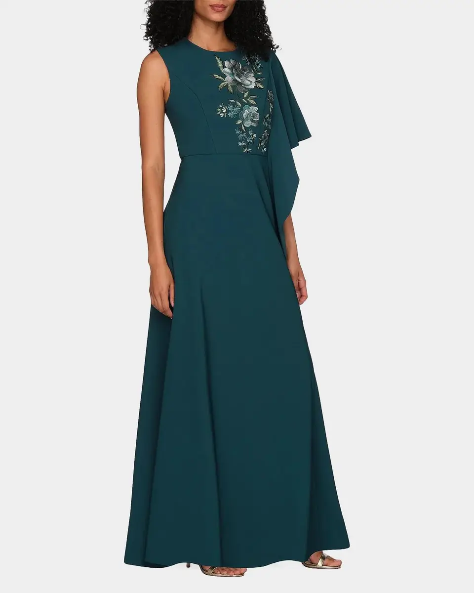Kay Unger New York Alisha Floral-Embroidered Caftan Gown | Thumbnail 2