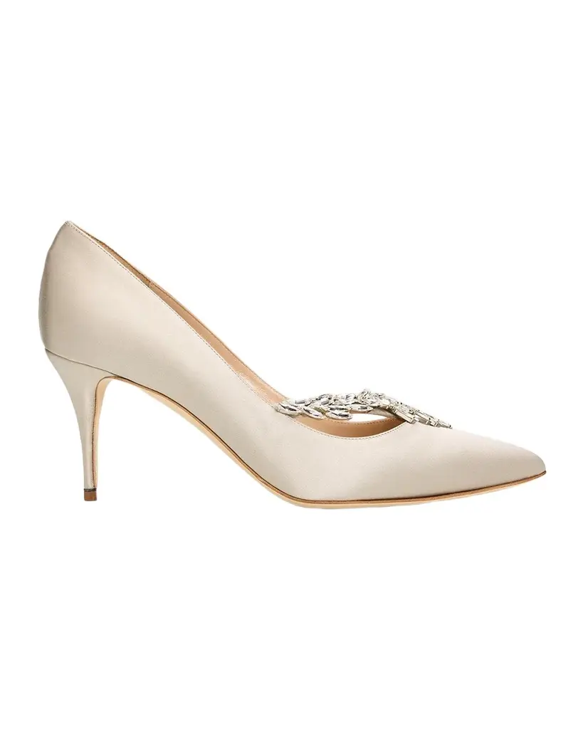 Manolo Blahnik 70mm Nadira Jeweled Satin Pumps | Image 1 Manolo Blahnik 70mm Nadira Jeweled Satin Pumps | Image 1