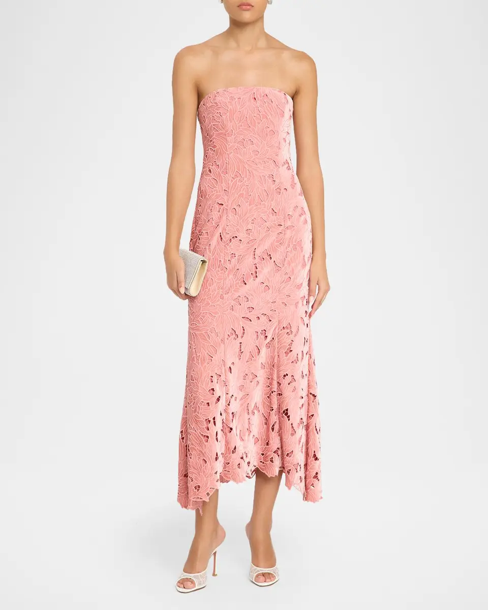 As It May Aurelie Strapless Velvet Lace Midi Dress | Thumbnail 2 As It May Aurelie Strapless Velvet Lace Midi Dress | Thumbnail 2