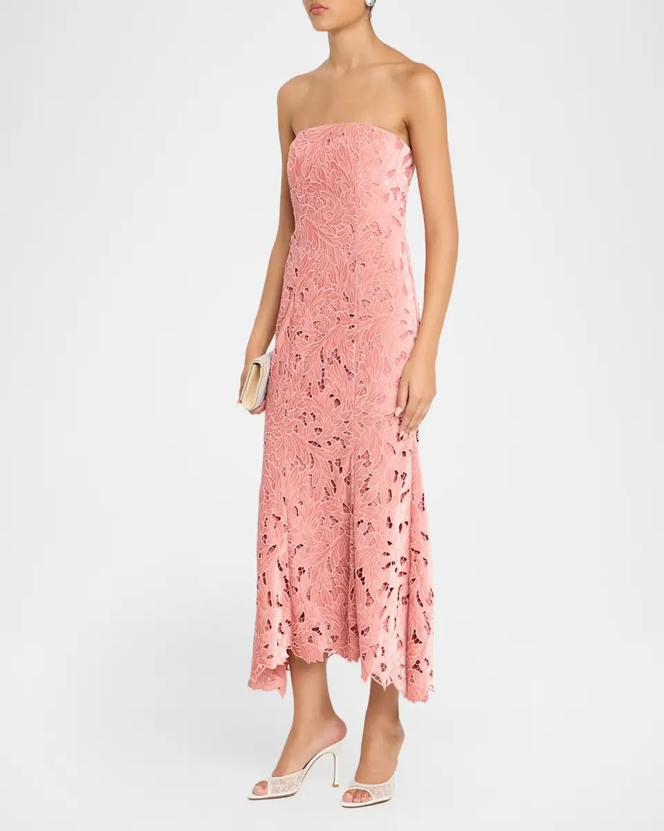 As It May Aurelie Strapless Velvet Lace Midi Dress | Thumbnail 4 As It May Aurelie Strapless Velvet Lace Midi Dress | Thumbnail 4