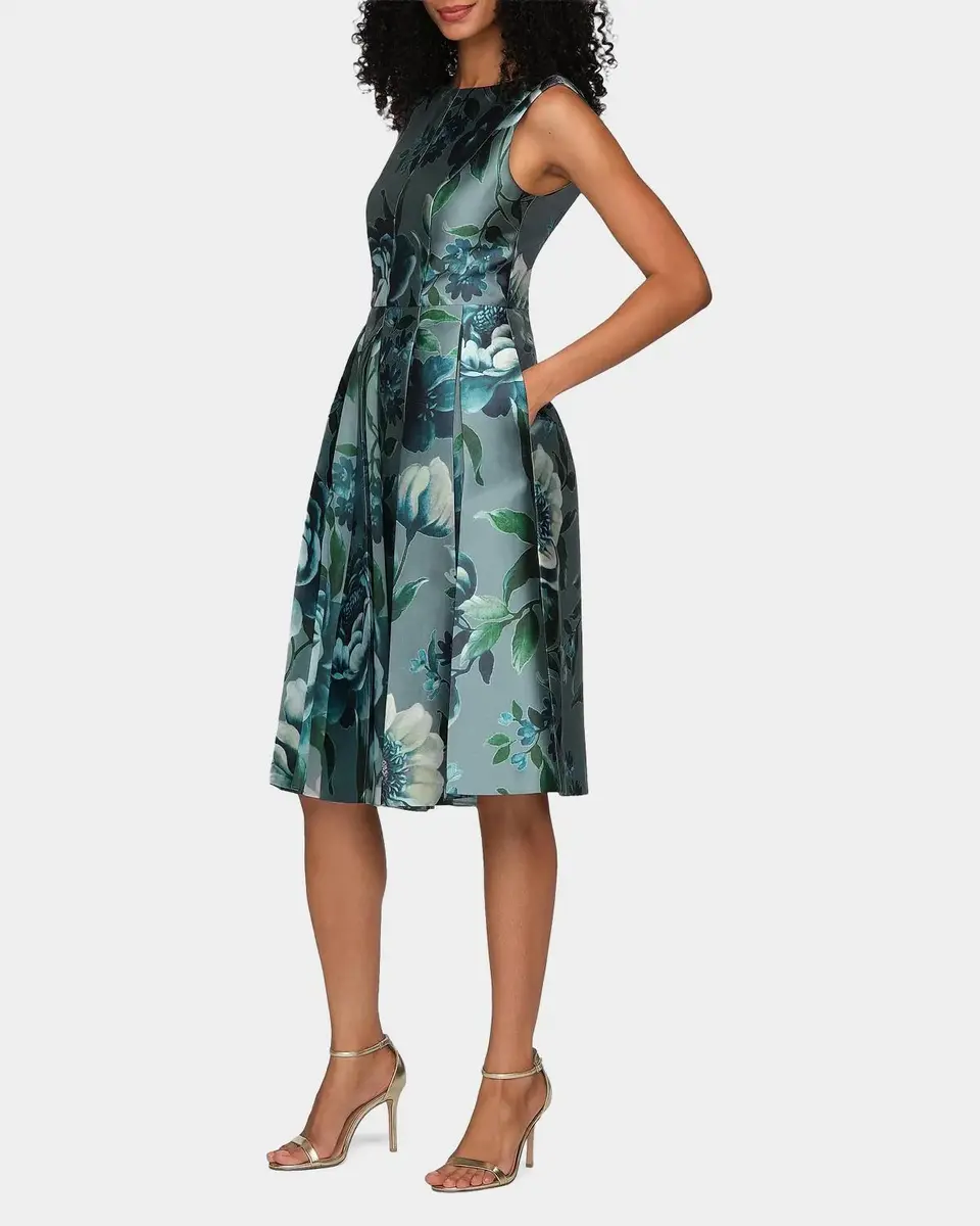 Kay Unger New York Anatasia Peony Print Midi Dress | Thumbnail 6