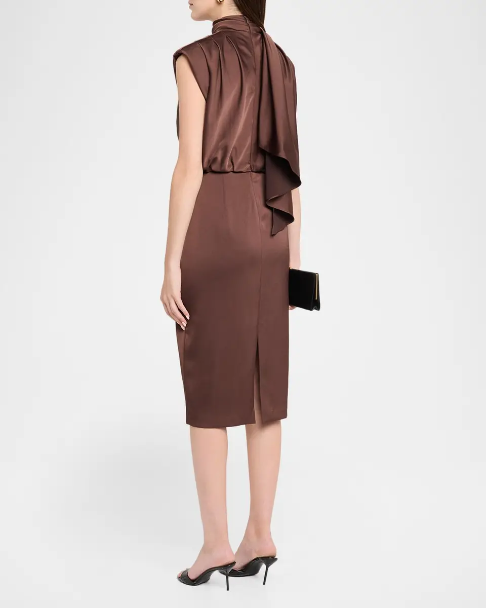 Aidan Mattox Draped Crepe Back Satin Midi Sheath Dress | Thumbnail 3 Aidan Mattox Draped Crepe Back Satin Midi Sheath Dress | Thumbnail 3