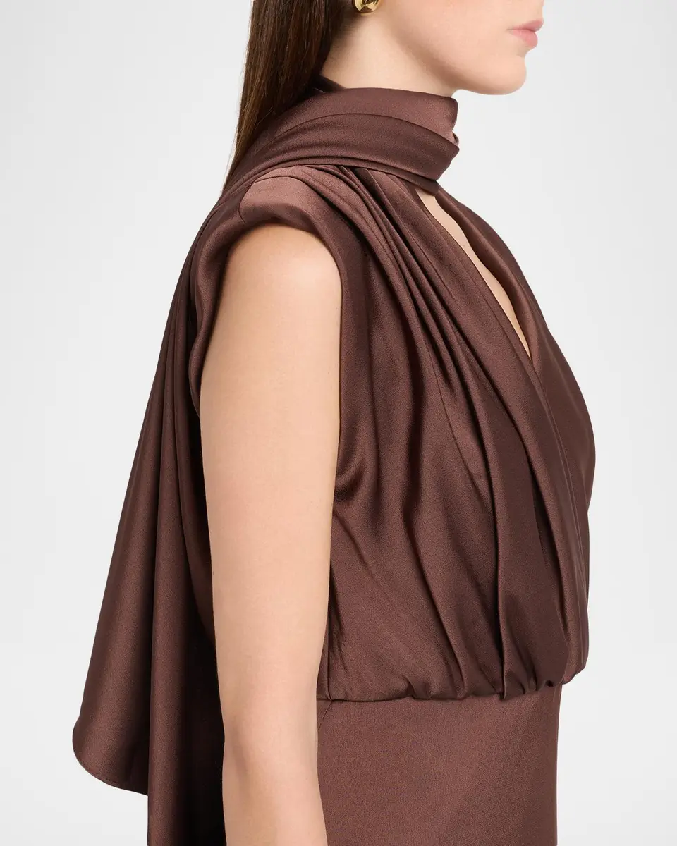 Aidan Mattox Draped Crepe Back Satin Midi Sheath Dress | Thumbnail 5 Aidan Mattox Draped Crepe Back Satin Midi Sheath Dress | Thumbnail 5