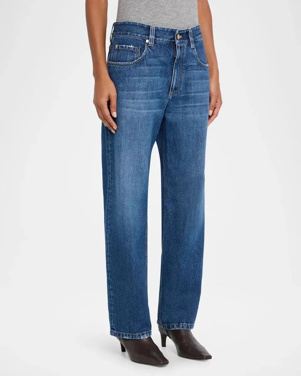 Brunello Cucinelli Mid-Rise Monili Trim Wide-Leg Jeans | Thumbnail 4 Brunello Cucinelli Mid-Rise Monili Trim Wide-Leg Jeans | Thumbnail 4