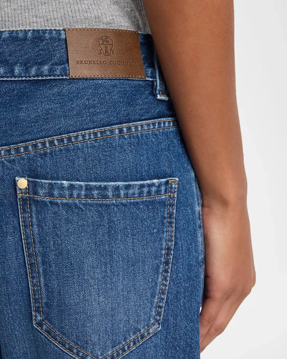Brunello Cucinelli Mid-Rise Monili Trim Wide-Leg Jeans | Thumbnail 5 Brunello Cucinelli Mid-Rise Monili Trim Wide-Leg Jeans | Thumbnail 5